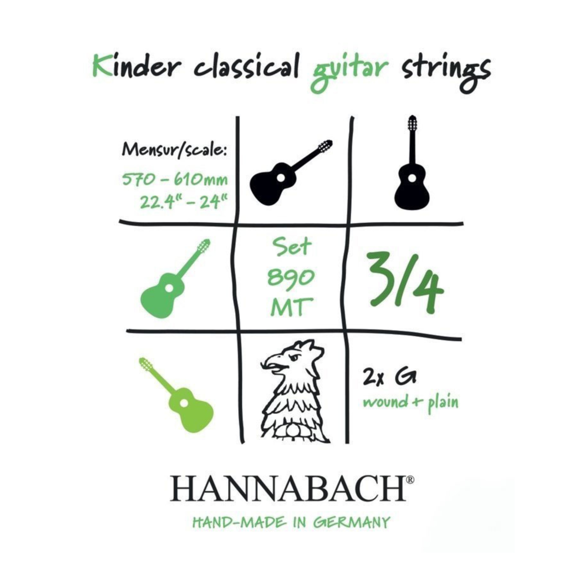 Hannabach Kindergitarrensaitensatz 3/4, 57-61 cm