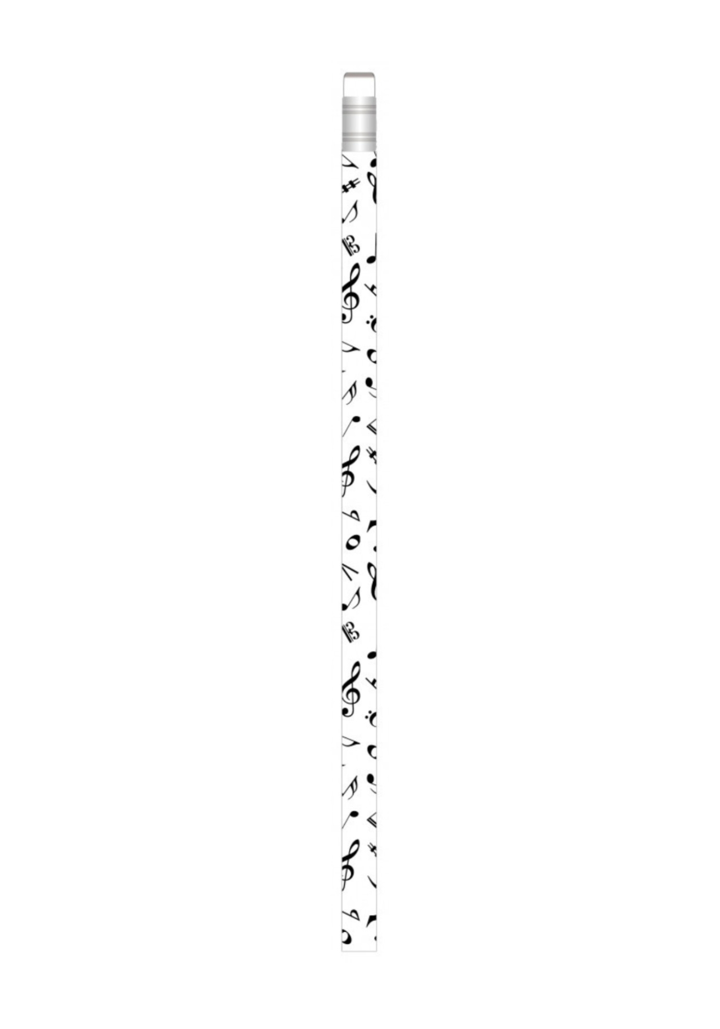 Pencil with music note design, white