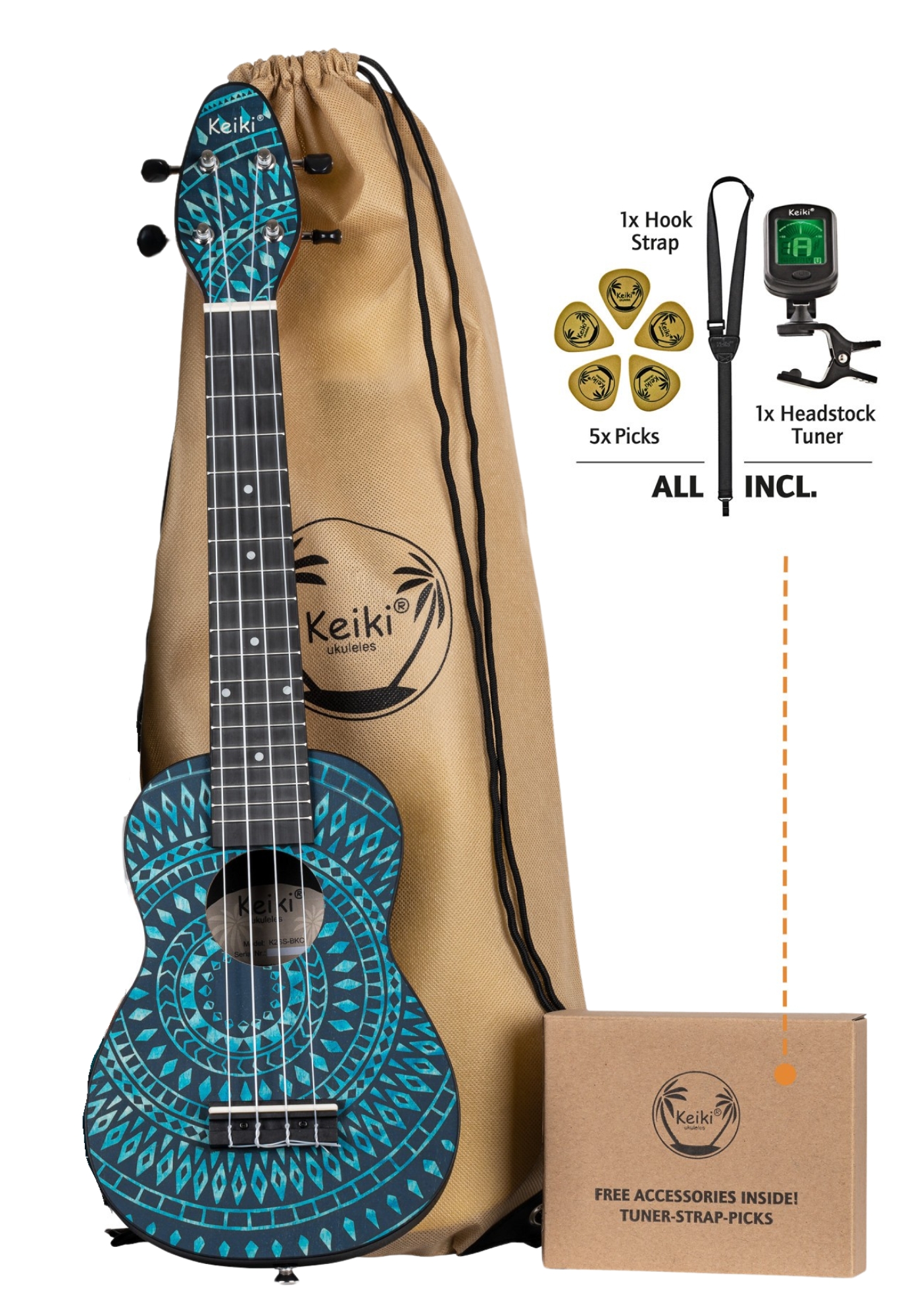 Ortega KEIKI Sopranukulele Agathis - Blue Kaleidoscope