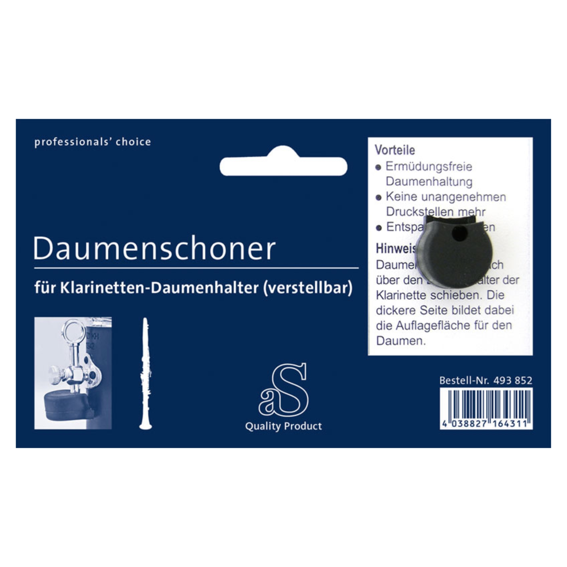 aS Thumb Protection for Clarinet Thumb Rest (adjustable)