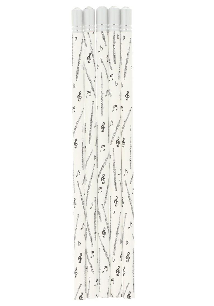 Bleistift Querflöte mit dekorativem Schmuckstein, weiß
