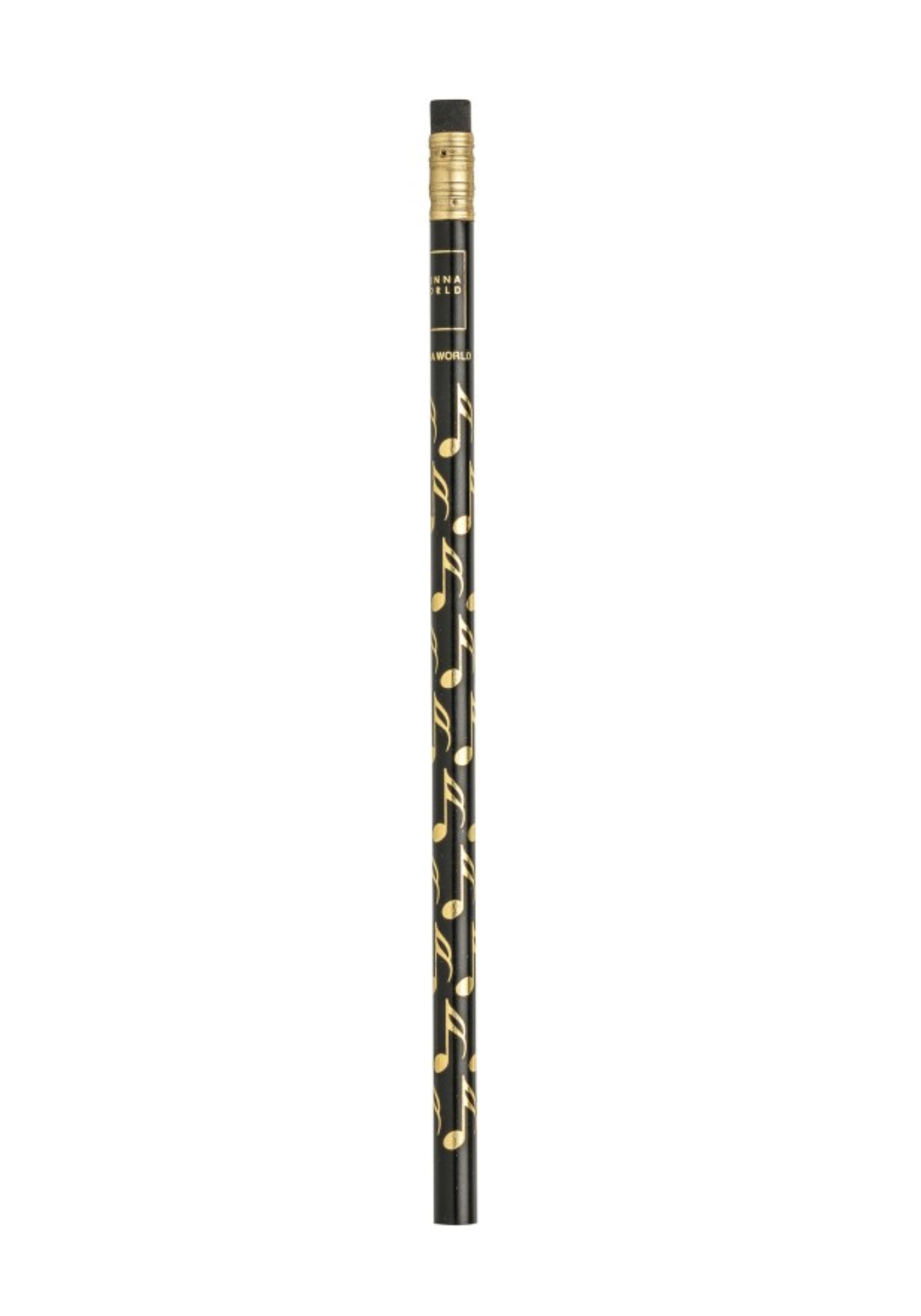 Pencil with musical notes design, black/gold Pencil with musical notes design, black/gold