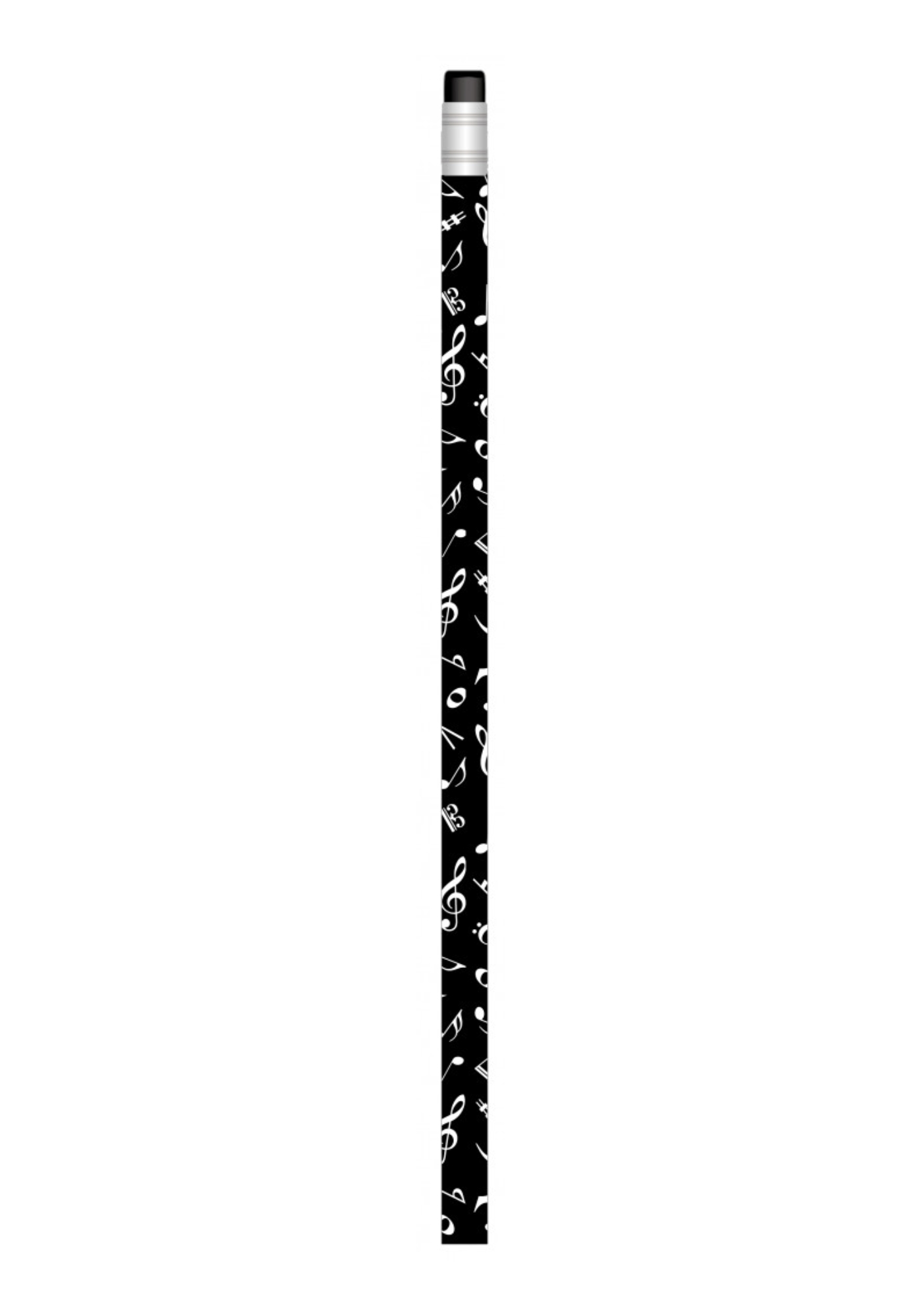 Pencil with musical notes design, black/silver