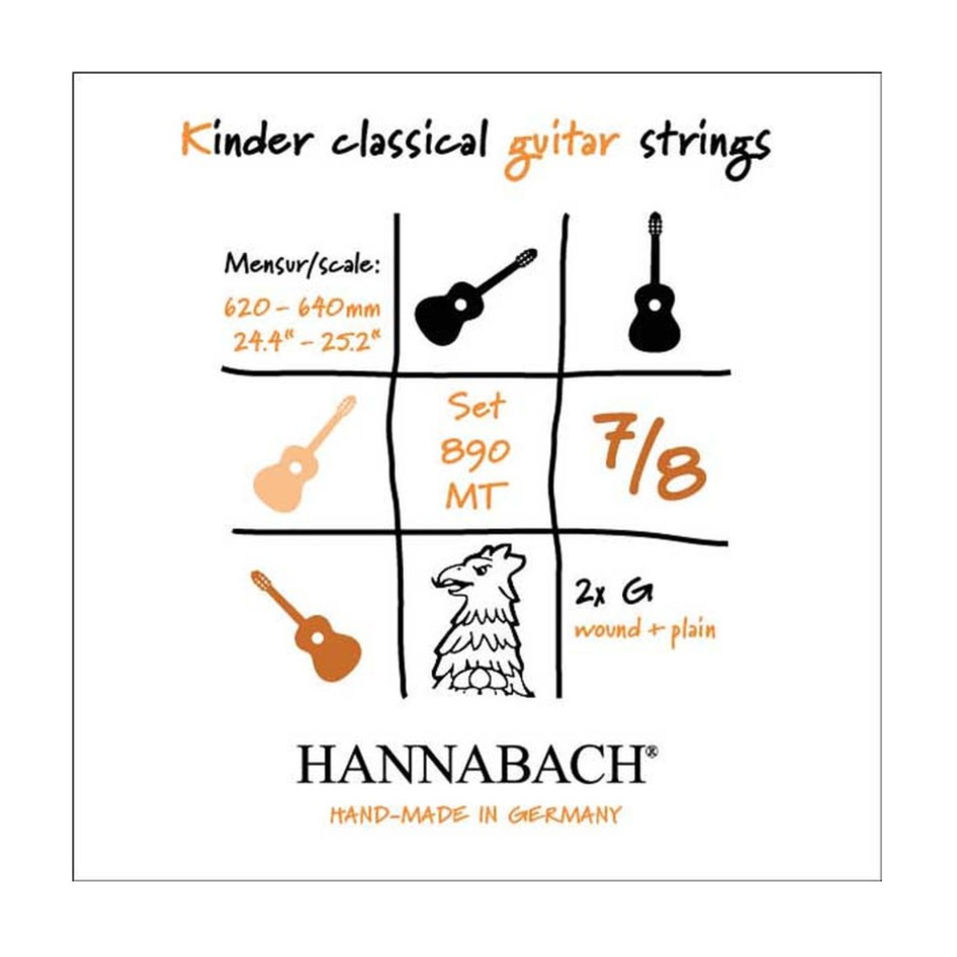 Hannabach Kindergitarrensaitensatz 7/8, 62-64 cm