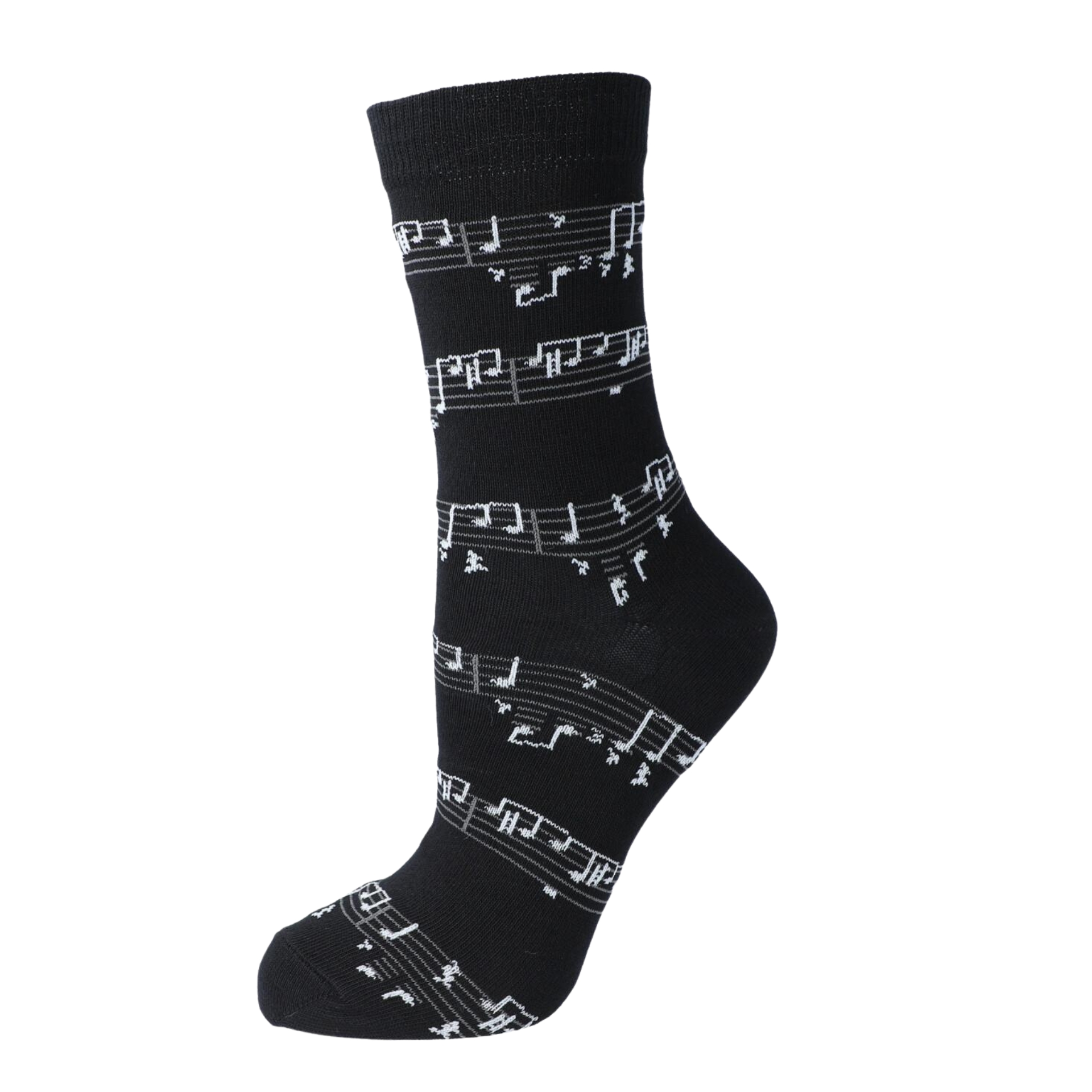 Socken Notenlinien 39/42 - 1 Paar - schwarz