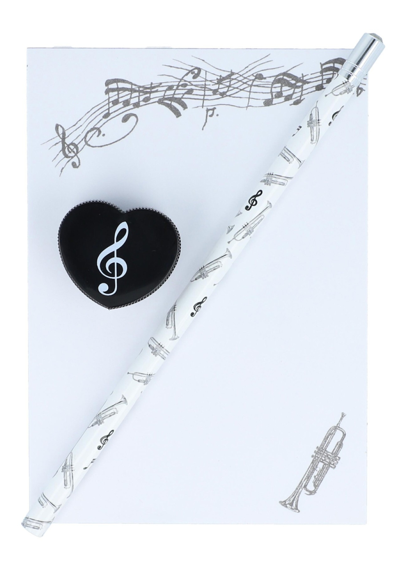 Writing set trumpet - pencil, sharpener, A-6 pad