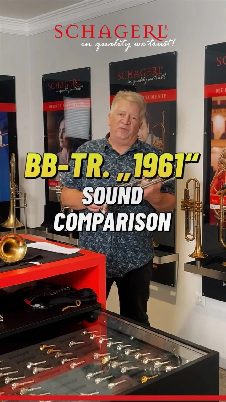 Today, we’re testing 4 different Bb-Trumpet Models of our „1961“ Series – each with unique characteristics! 

1️⃣ B2N3 Leadpipe: Brass inner / Nickel-silver outer Bell: European Bell Sound: Bright and brilliant – perfect for clear and cutting tones! 

2️⃣ B2G3 Leadpipe: Brass inner / Gold brass outer Bell: European Bell Sound: Dark, broad sound – ideal for a rich and full tone 

3️⃣ B2G4 Leadpipe: Brass inner / Gold brass outer Bell: American Bell Sound: Dark and very focused – for a precise, dense tone 

4️⃣ B2N4 Leadpipe: Brass inner / Nickel-silver outer Bell: American Bell Sound: Bright and brilliant – especially suited for Big Band and Lead trumpet players 

Which sound speaks to you the most? Let us know in the comments! 💬👇

#schagerltrumpet #trumpetlife #trumpetlove