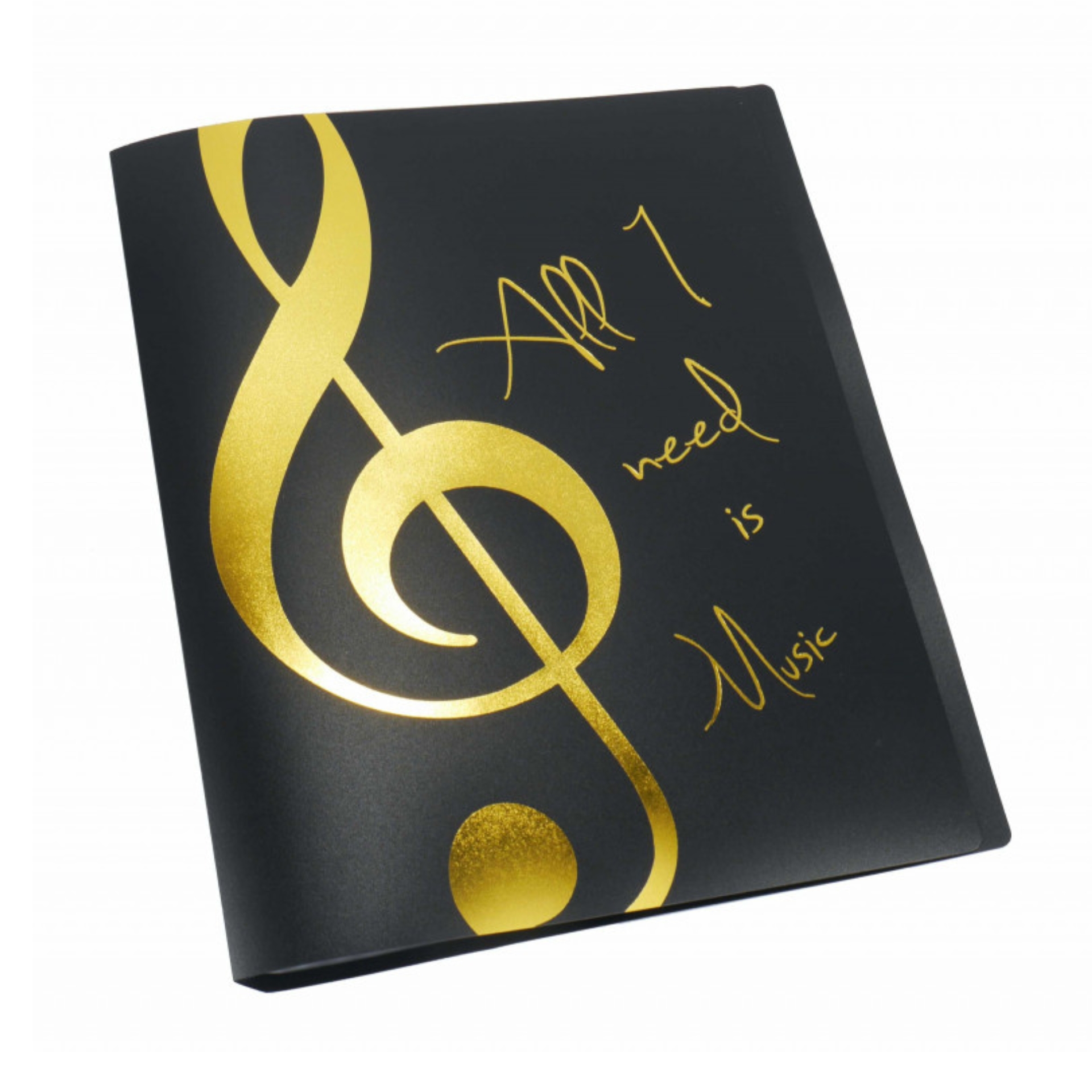 Displaybuch "Alle I need is Music" schwarz/gold A4 20 Hüllen