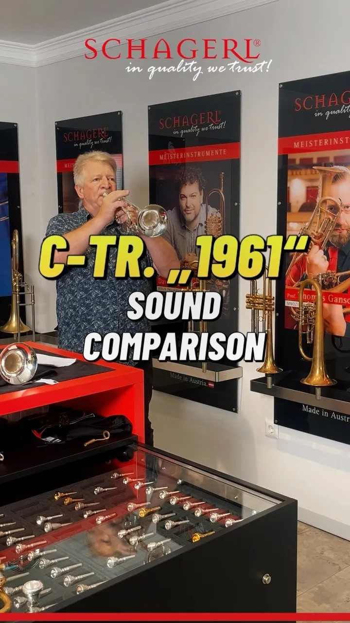 Today, we’re comparing 3 Schagerl „1961“ C-Tr. Models – each crafted for specific sound profiles! 

1️⃣ C2GR3 Leadpipe: Reversed, Brass inner / Gold brass outer Bell: European Bell Sound: A soloist’s model with a broad sound and rich overtones – perfect for solo performances! 

2️⃣ C2GR4 Leadpipe: Reversed, Brass inner / Gold brass outer Bell: American Bell Sound: A soloist’s model with a brilliant, bright sound – designed to cut through with clarity! 

3️⃣ C2G4 Leadpipe: Brass inner / Gold brass outer Bell: American Bell Sound: An orchestra model with a darker, broader tone – ideal for blending in an orchestral setting 

Which C trumpet would you choose? Let us know in the comments below! 💬👇