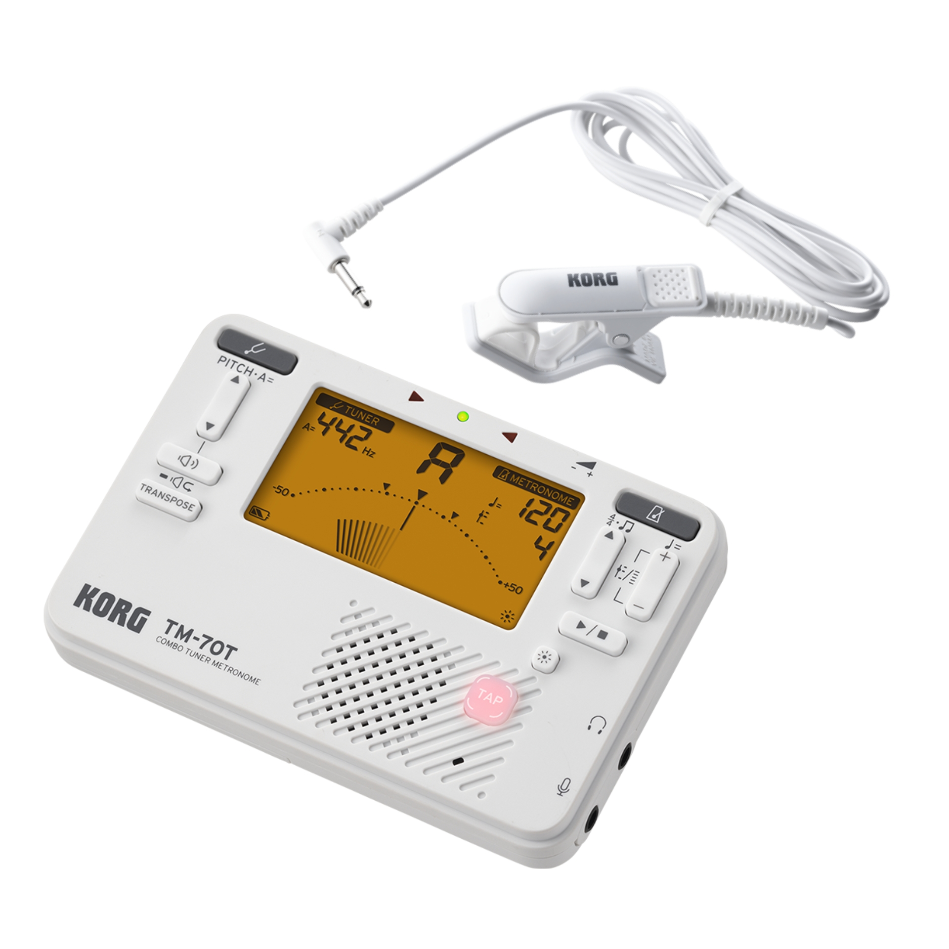 Korg tuner/metronome TM-70WH white incl. contact microphone