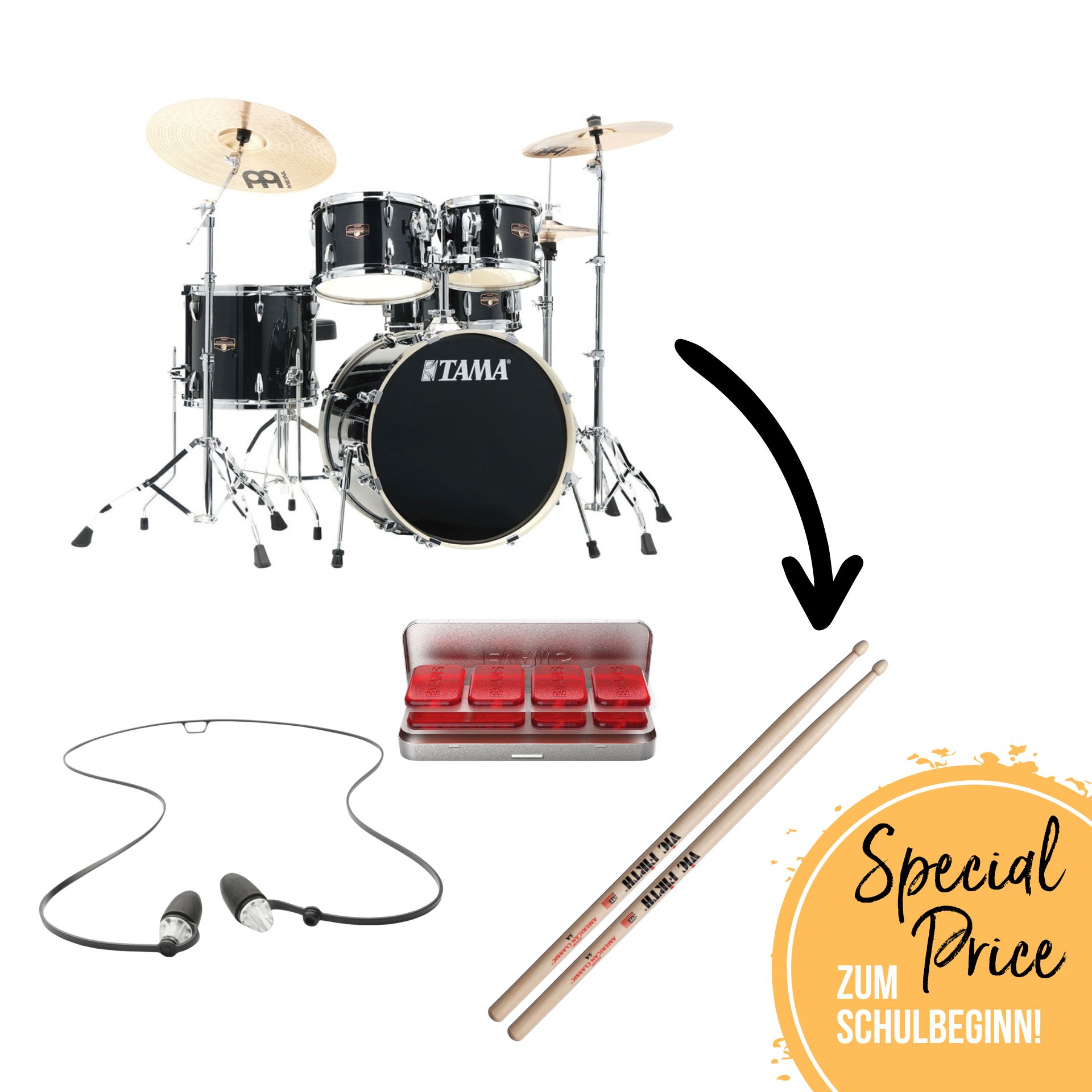 Tama Imperialstar Stud. Drumset schwarz inkl. Beckenset (OV)