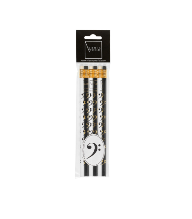 Bleistift Set - Bassschlüssel schwarz/weiß (6Stück)