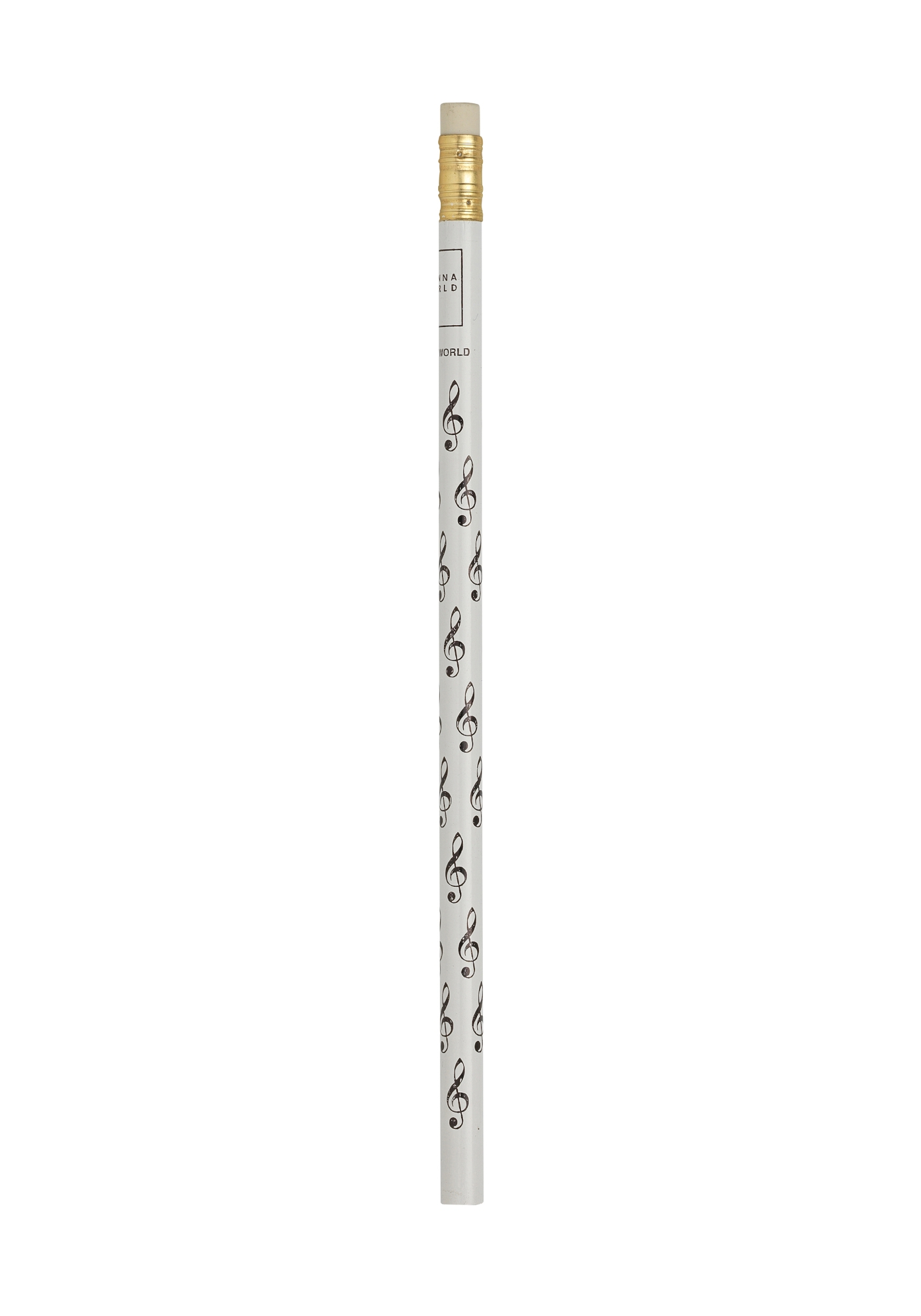 Pencil with treble clef design, white