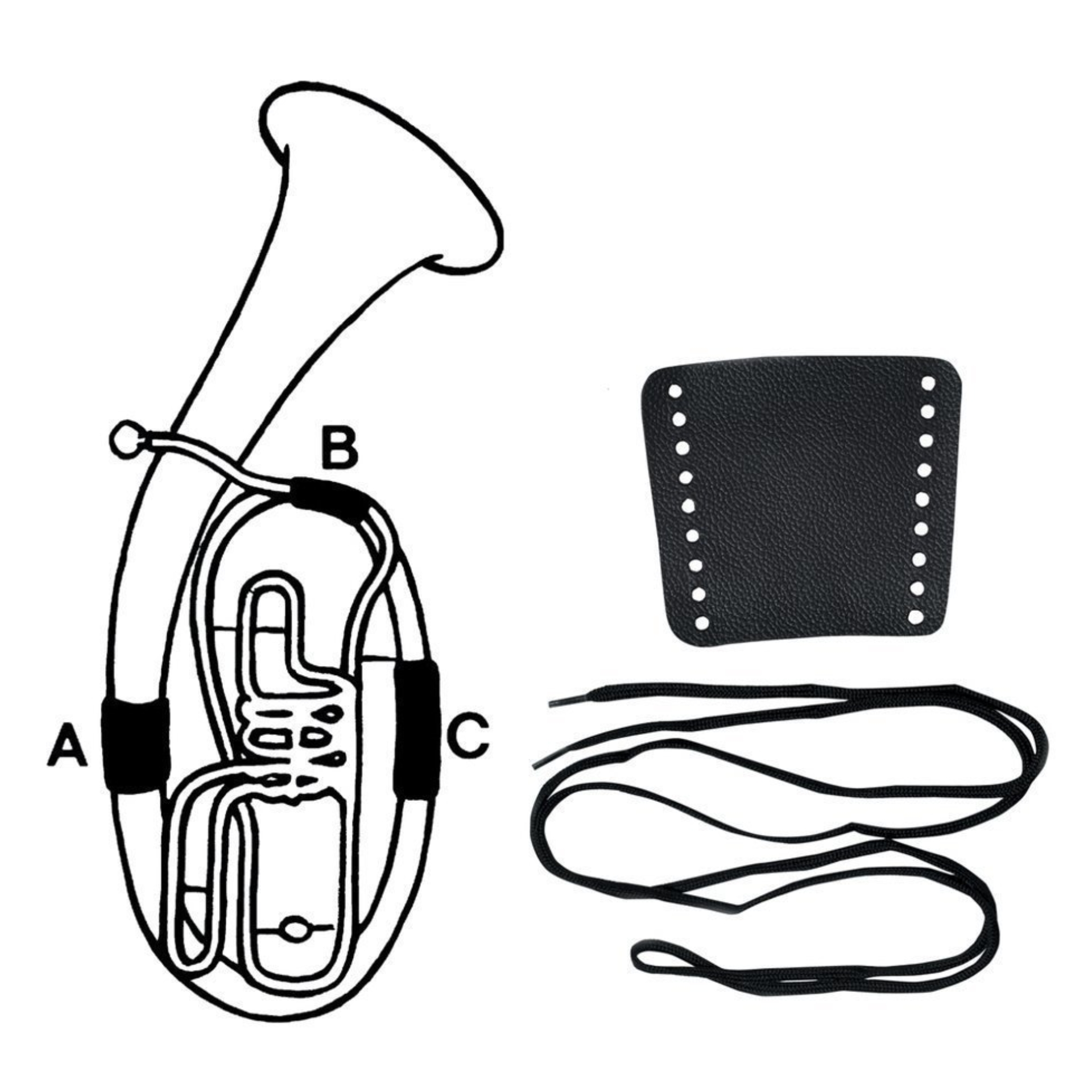 Handschutz für 4/4 Tuba, Teil B, Leder m. Schnürverschluß