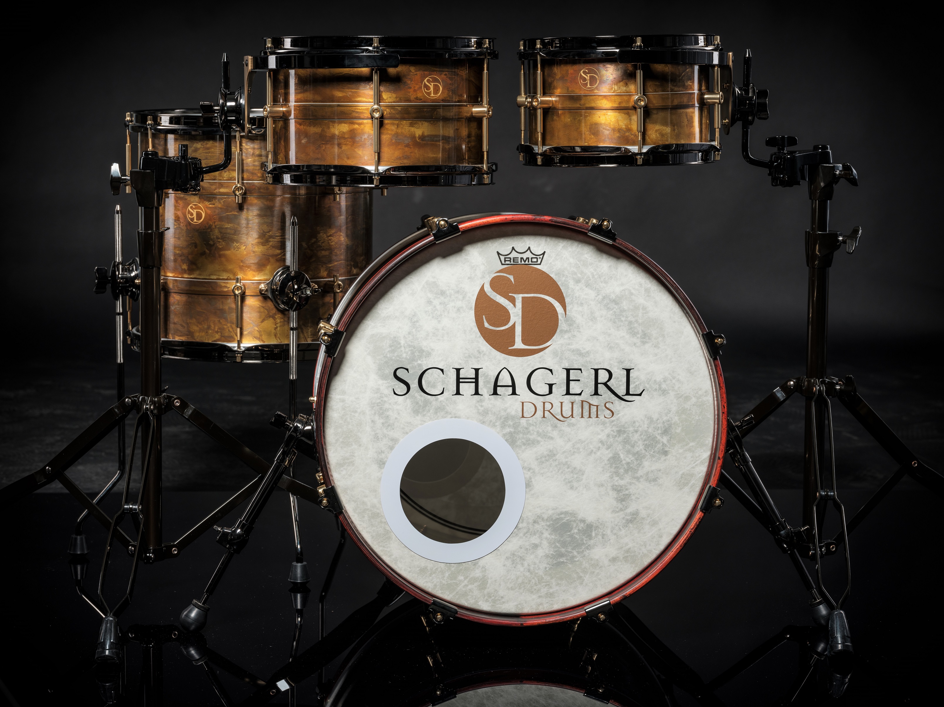 Schagerl Drum Kit  20/14/12/10  DARK VINTAGE / Black Nic