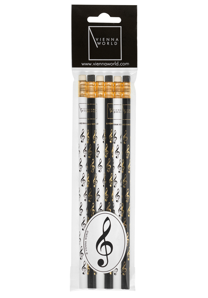 Bleistift Set - Violinschlüssel schwarz/weiß (6Stück)