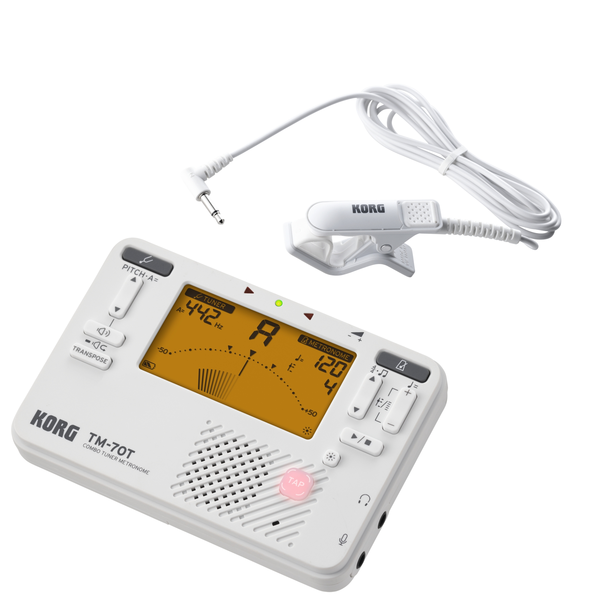 Korg tuner/metronome TM-70WH white incl. contact microphone Korg tuner/metronome TM-70WH white incl. contact microphone