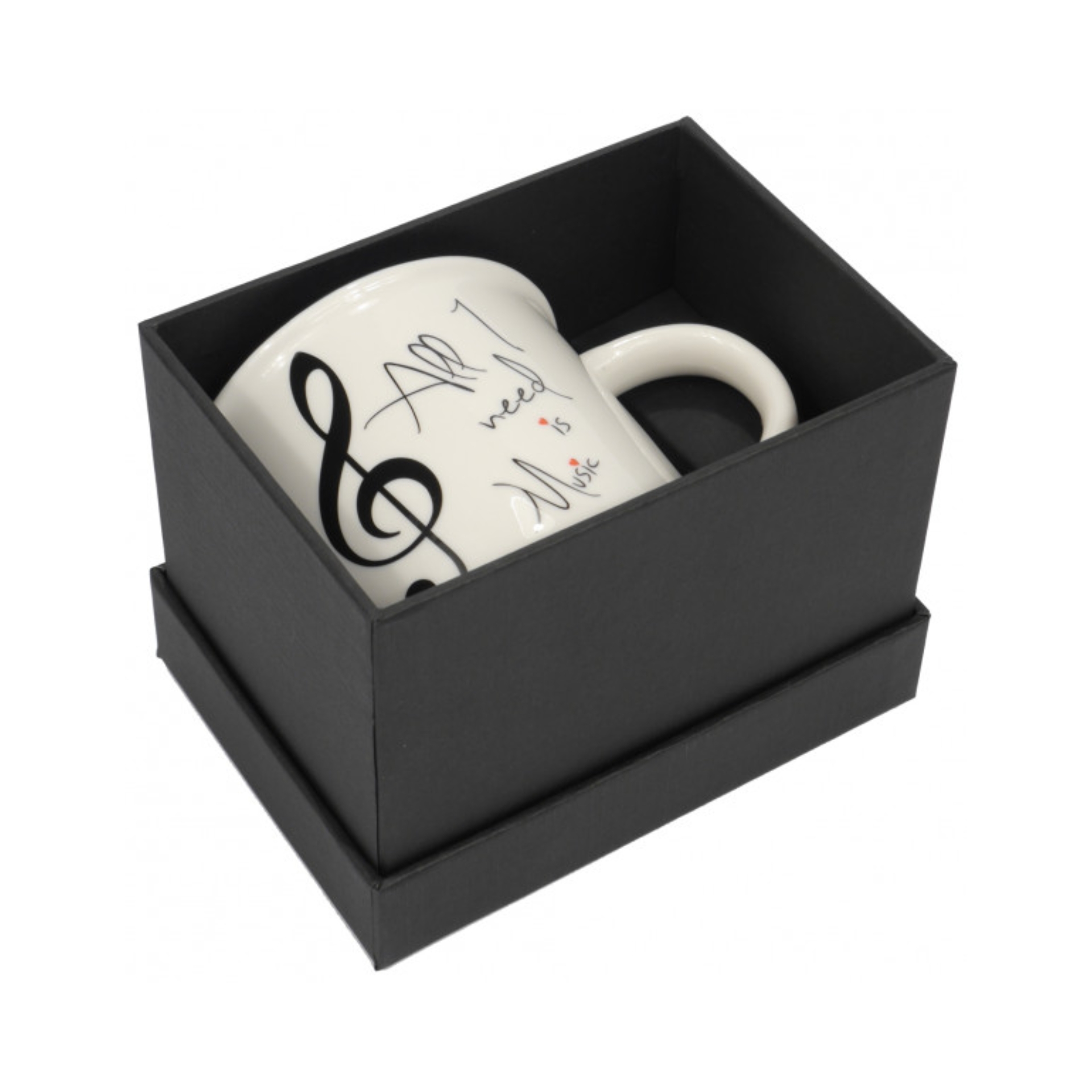 Tasse "All I need is Music" weiß mit Geschenkbox