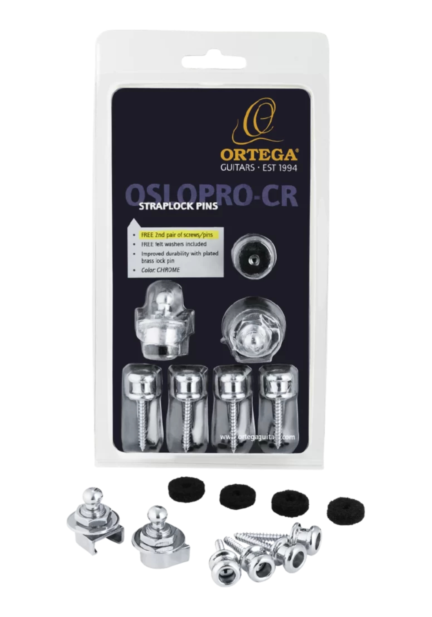 Ortega Straplock-Pins Chrome