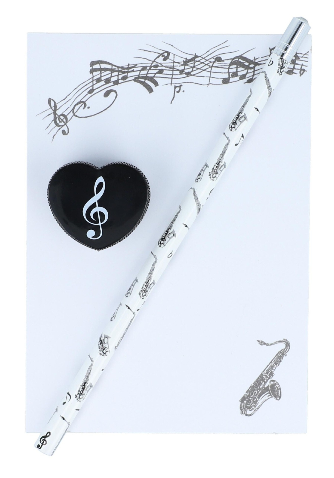 Writing set saxophone - pencil, sharpener, A-6 pad
