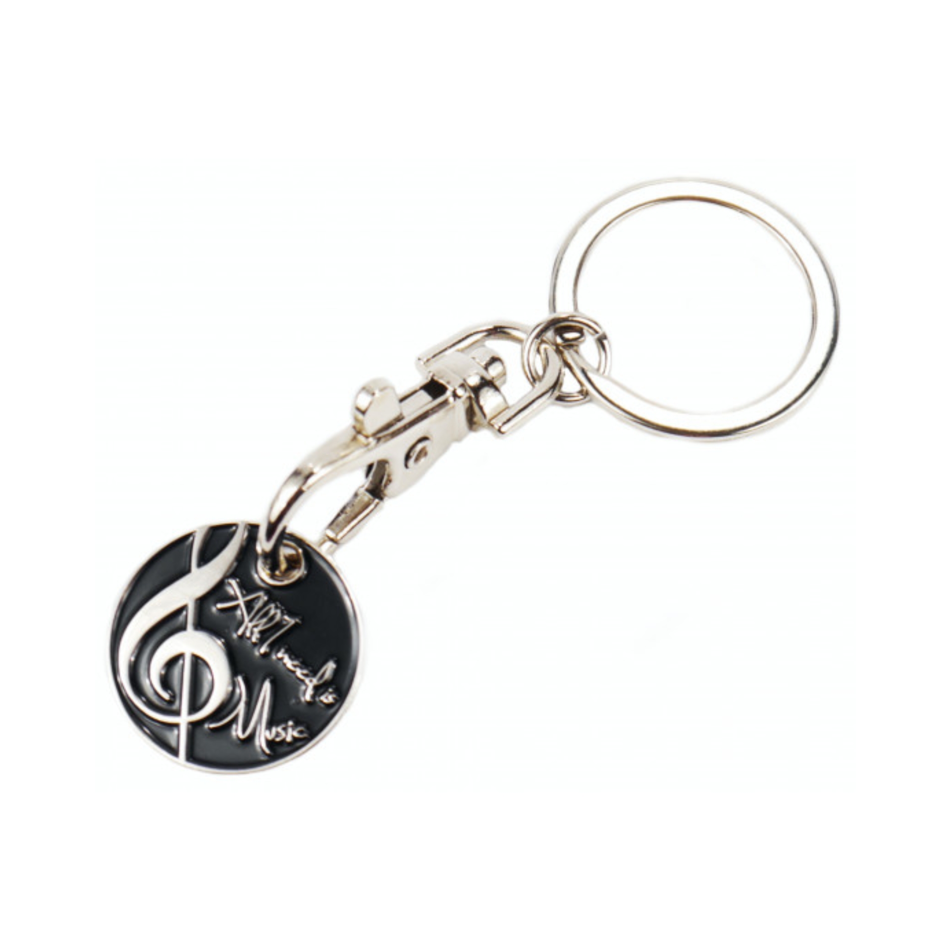 Keyring with shopping basket chip/All I need is Music Keyring with shopping basket chip/All I need is Music