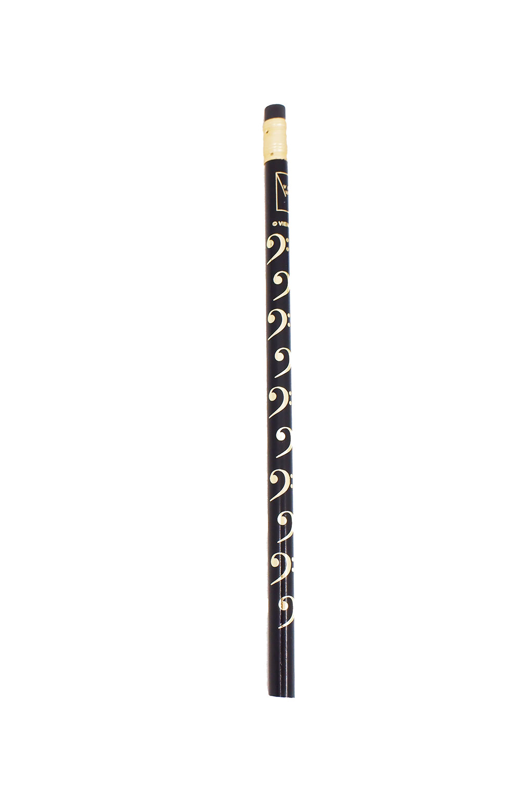 Bleistift mit Bassschlüssel Motiv, schwarz/gold