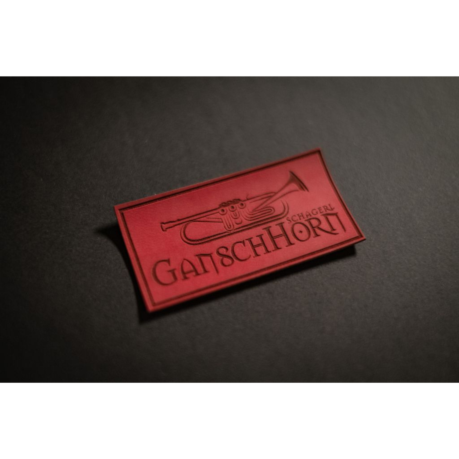 Schagerl Gansch Horn Aufnäher Kunstleder, rot